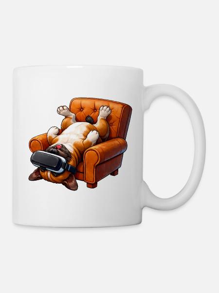Gamer Hund mit VR Brille - Tasse - Weiß