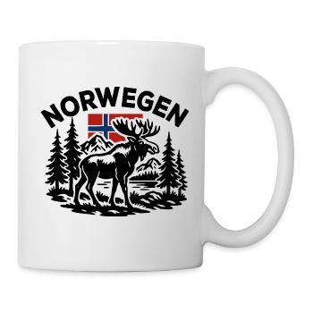 Norway Flag - Mountains Lakes Forest Moose - Mug - white - Right