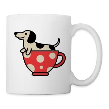 Niedlicher Dackel Teetasse Hund - Tasse - Weiß - Rechts
