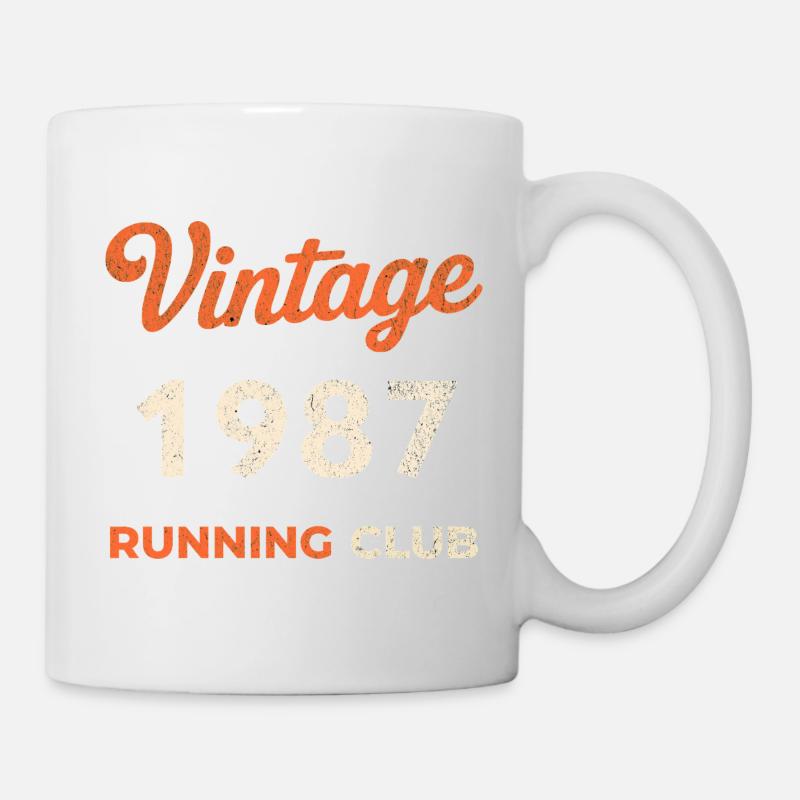 Vintage 1987 Running Club Geburtstag Geschenkidee - Tasse - Weiß