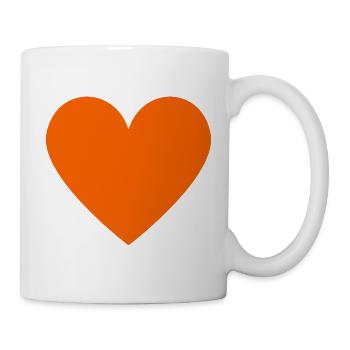 Orangenes Herz neon retro style - Tasse - Weiß - Rechts
