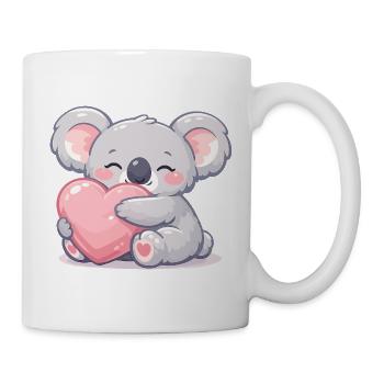 Kleiner Koala kuschelt Herz - Tasse - Weiß - Rechts