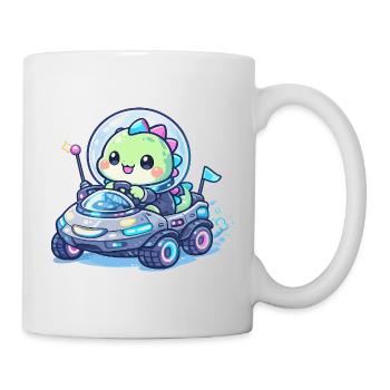 Kawaii Dino in the Space Rover - Mug - white - Right