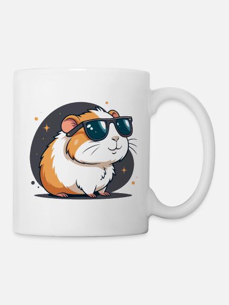 Cooler Hamster mit dunkler Brille - Tasse - Weiß
