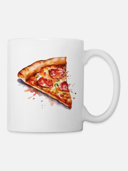 Wasserfarbene Pizzascheibe - Tasse - Weiß