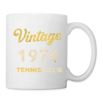 Vintage 1974 Tennis Club Retro Geburtstag Geschenk - Tasse - Weiß - Rechts