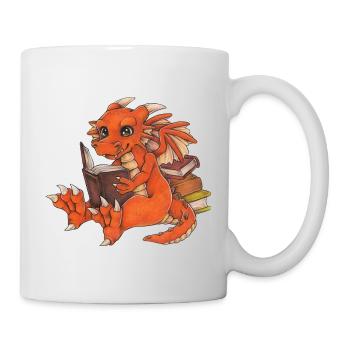 Cute Reading Dragon Fantasy Gift Idea - Mug - white - Right