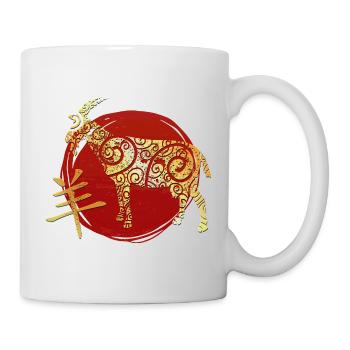 Ziege Chinesisches Tierkreiszeichen Horoskop - Tasse - Weiß - Rechts