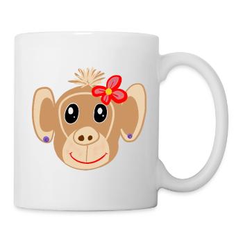 Affe Mädchen Affen Kinder - Tasse - Weiß - Rechts