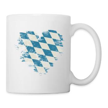 Cœur rétro Bavière avec motif de losanges bleu-blanc - Mug blanc - blanc - Droite