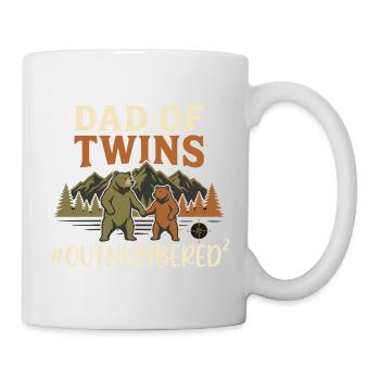 Dad of Twins Outnumbered Papa Zwillinge - Mug - white - Right