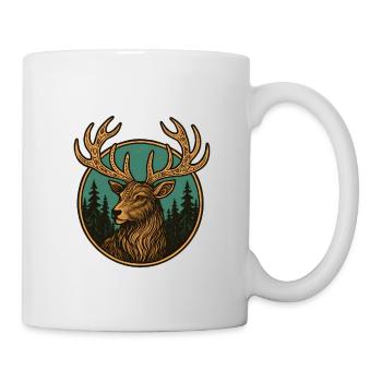 Hirsch im Wald Emblem - Tasse - Weiß - Rechts
