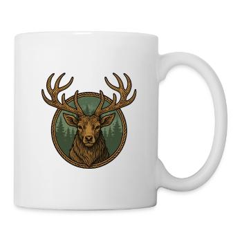 Hirschkopf in the Waldkreis Nature logo - Mug - white - Right