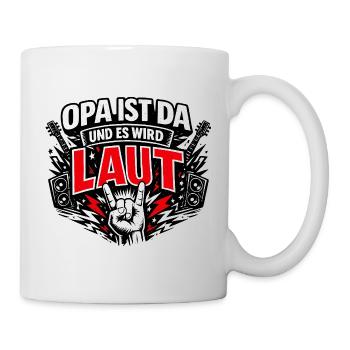 Opa ist da und es wird laut im Rock Style - Tasse - Weiß - Rechts