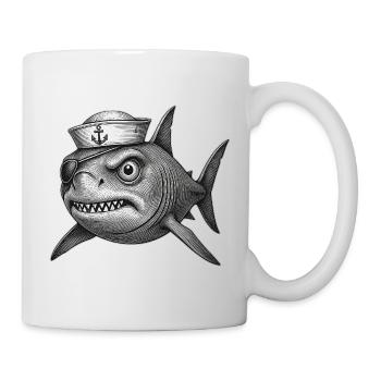 Der mürrische Captain Haifisch - Tasse - Weiß - Rechts