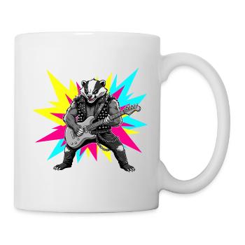 Heavy Metal Rocker Dachs Gitarre Rock Musik - Tasse - Weiß - Rechts