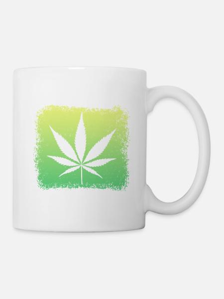 Cannabisblatt  Weed Kiffen - Tasse - Weiß