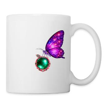Emerald Rebirth – Kosmischer Schmetterling - Tasse - Weiß - Rechts
