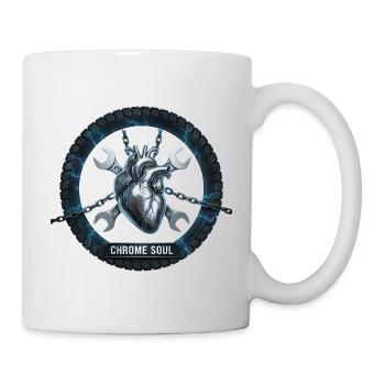 Motorrad Biker V-Twin Motor Skull Herz Lieb Rocker - Tasse - Weiß - Rechts