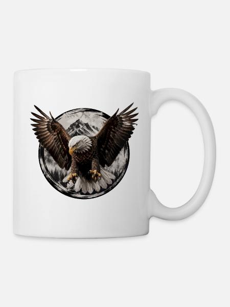 Adlersturm über Bergmond - Tasse - Weiß