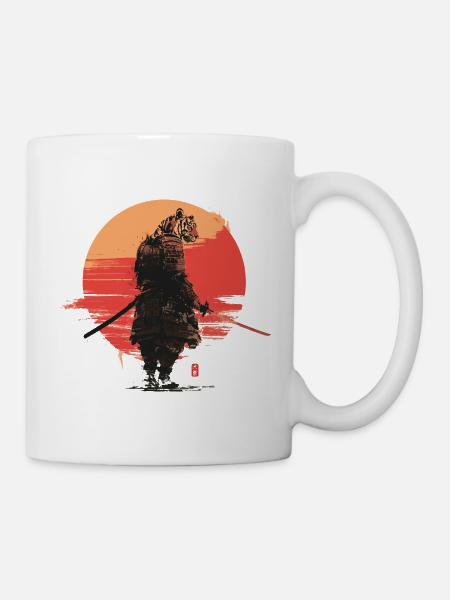 Tiger Samurai at Sunset - Mug - white