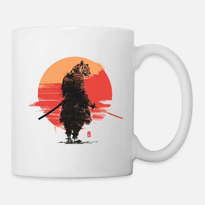Tiger Samurai at Sunset - Mug - white