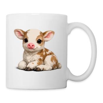 Süßes Kalb-Kuscheltier - Tasse - Weiß - Rechts