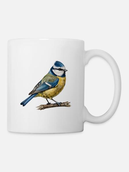 Blau auf dem Ast - Tasse - Weiß
