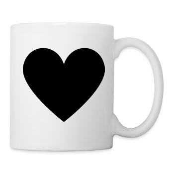 schwarzes Herz - minimalistischer Look - Tasse - Weiß - Rechts