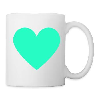 Neon Türkis Herz - minimalistischer Look - Tasse - Weiß - Rechts