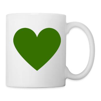 Green Heart Design - Dark Green - Minimalist - Mug - white - Right