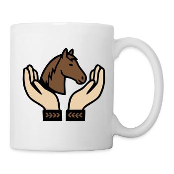 Mains tenant un cheval Équestre - Mug blanc - blanc - Droite