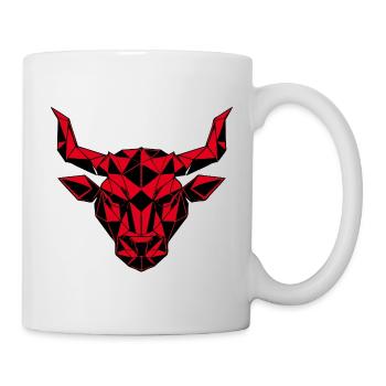 Roter geometrischer Stierkopf, Sternzeichen - Tasse - Weiß - Rechts