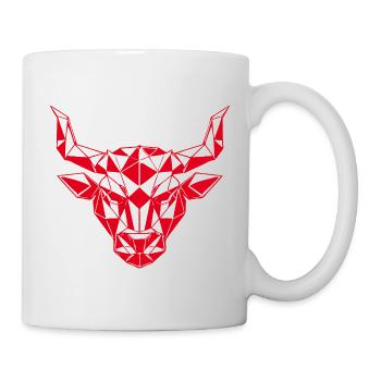 Roter Low-Poly Stierkopf - Tasse - Weiß - Rechts