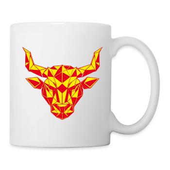 Tête de taureau géométrique feu rouge, signe du zodiaque - Mug blanc - blanc - Droite