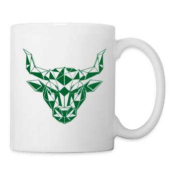 Geometric Bull Head Green Polygon - Mug - white - Right