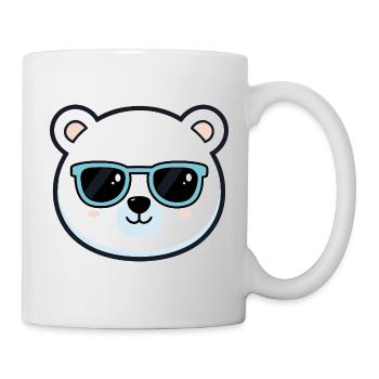 Cute Polar Bear Blue Glasses - Mug - white - Right