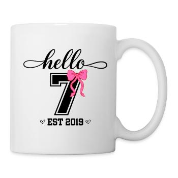 Hello 7 Est 2019 Mädchen Geburtstag Design - Tasse - Weiß - Rechts