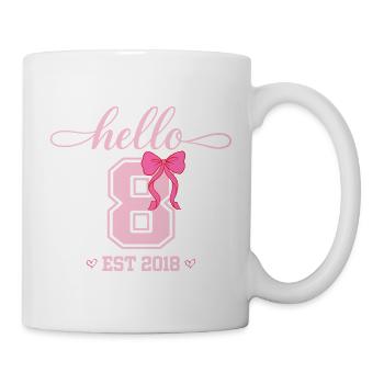 Bonjour 8 Est 2018 Girl Birthday Design - Mug blanc - blanc - Droite