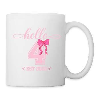 Hello 4 Est 2022 Mädchen Geburtstag Design - Tasse - Weiß - Rechts