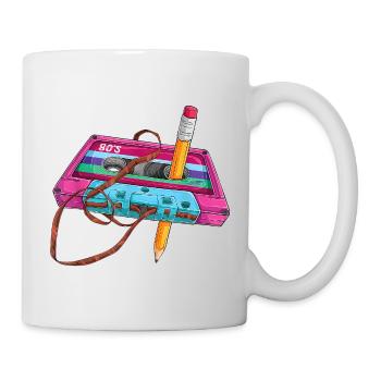 80er Kassette Stift - Tasse - Weiß - Rechts