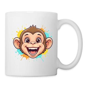 Fröhlicher Affe mit Farbspritzern - Tasse - Weiß - Rechts