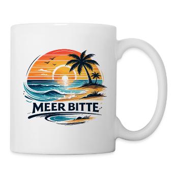 Meer Bitte Sonnenuntergang Strand Urlaub - Tasse - Weiß - Rechts