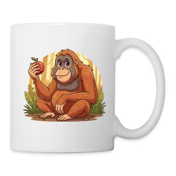 Orangutan mit Apfel – Dschungelcharme - Tasse - Weiß - Rechts