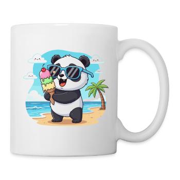 Panda am Strand mit Eiscreme - Mug - white - Right