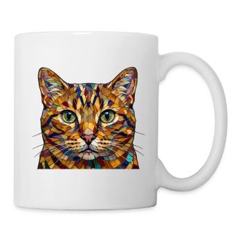 Chat en mosaïque colorée aux couleurs arc-en-ciel - Mug blanc - blanc - Droite