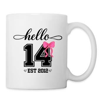 Hello 14 Est 2012 Mädchen Geburtstag Design - Tasse - Weiß - Rechts