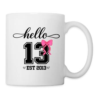 Hello 13 Est 2013 Mädchen Geburtstag Design - Tasse - Weiß - Rechts