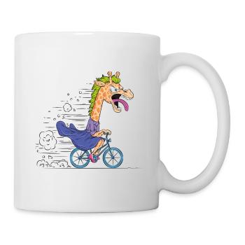 Dessin animé Girafe sur Vélo - Mug blanc - blanc - Droite