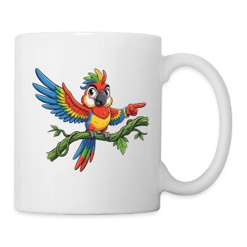 Colorful Parrot on Branch – Pose - Mug - white - Right